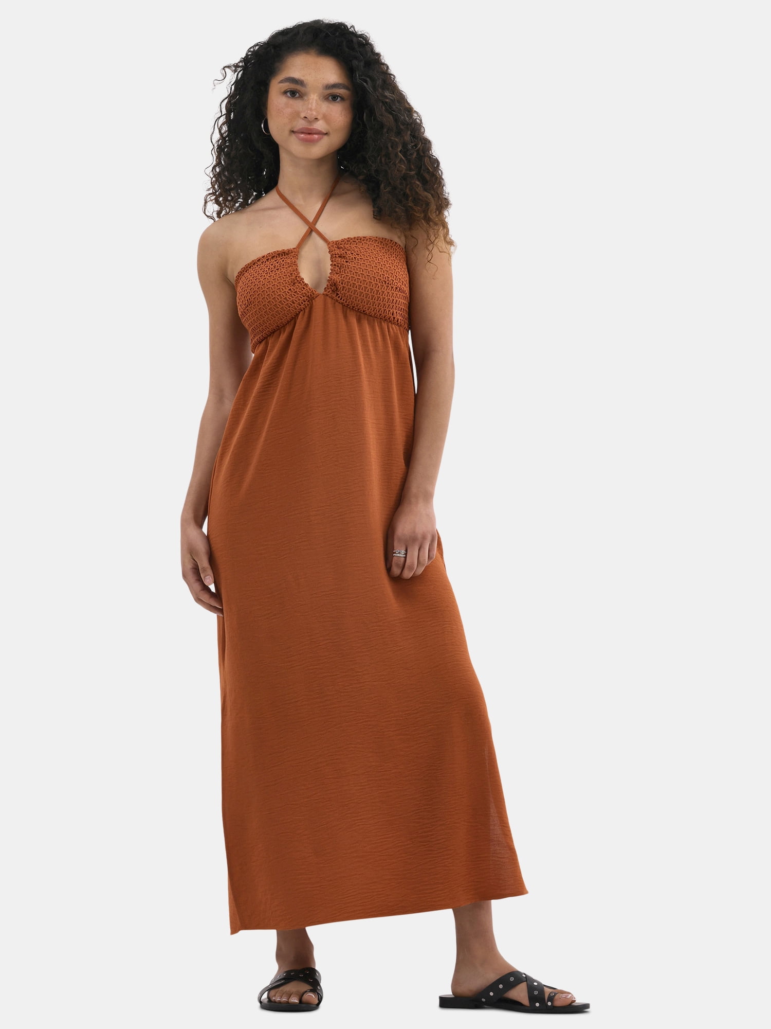 No Boundaries Halter Maxi Dress, Women's - Walmart.com