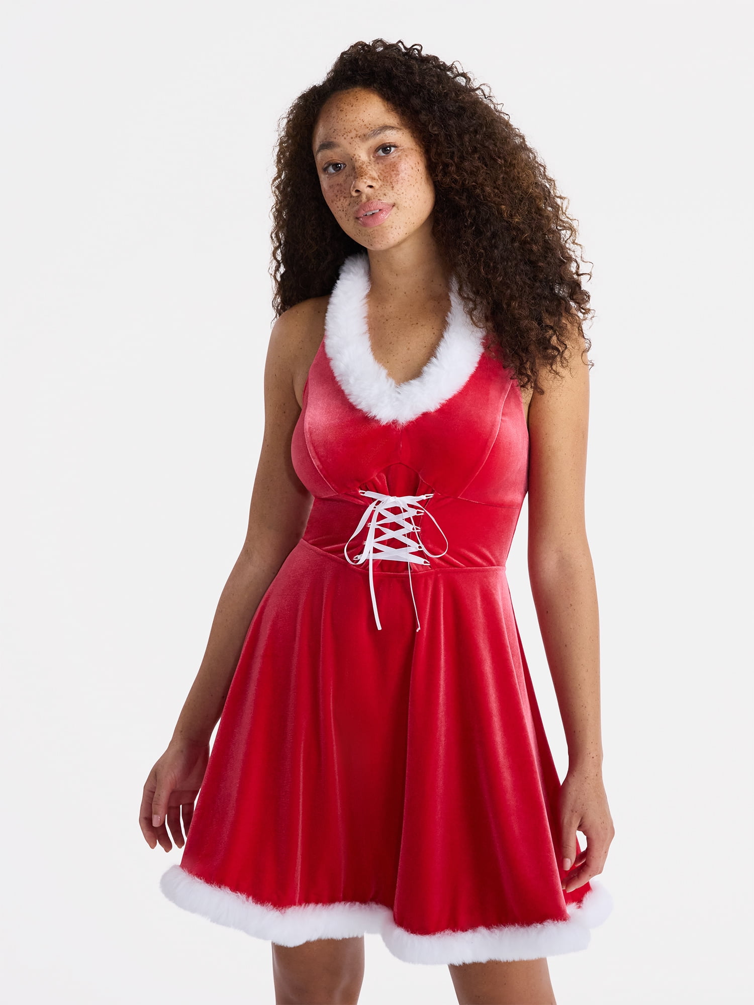 No Boundaries Halter Santa Dress Women s