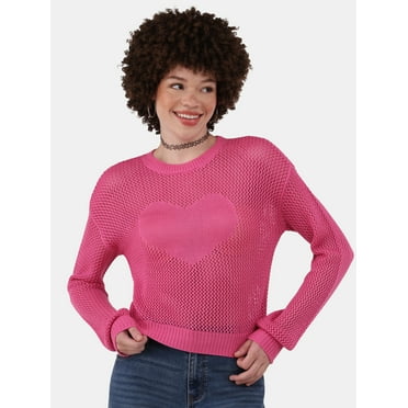 No Boundaries Heart Mesh Pullover, Lightweight, Women's, Sizes XXS-XXL