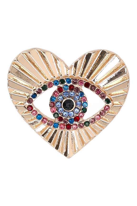Heart Shaped Evil Eye Pin, Gold and Silver