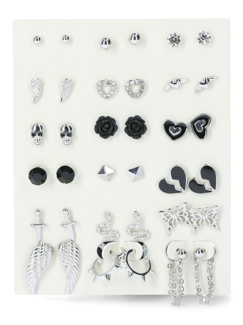 ◇wing bling◇ 14k post drawing heart one touch ring earring Broken Heart Earring - Men & women's sterling silver dangly