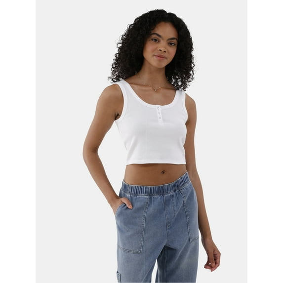 No Boundaries Henley Tank Top, Women’s