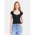 thumbnail image 1 of No Boundaries Cotton Henley Tee, Women's, 1 of 5