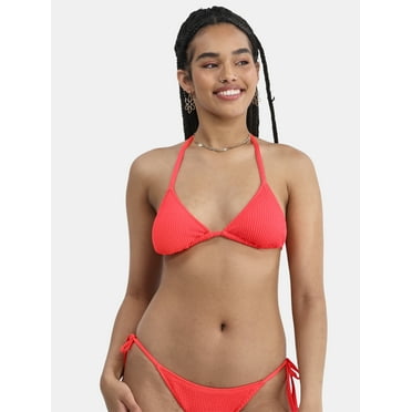No Boundaries Women's Crinkle Triangle Bikini Top, Sizes XXS-XXL