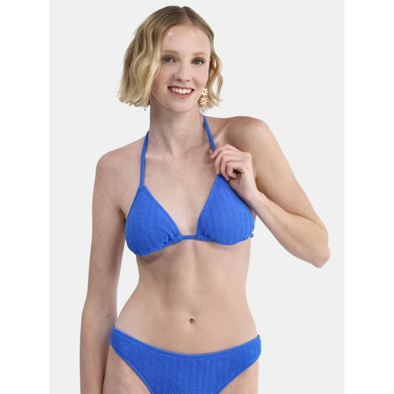 No Boundaries Herringbone Crinkle Triangle Bikini Top, Women's