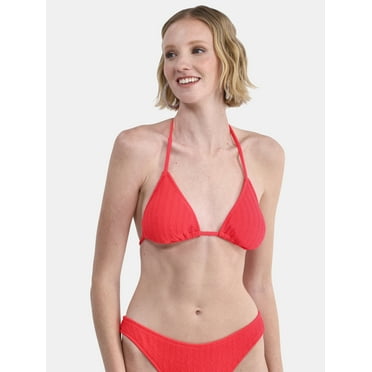 No Boundaries Herringbone Crinkle Triangle Bikini Top, Women's