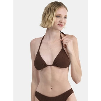 No Boundaries Herringbone Crinkle Triangle Bikini Top, Women's