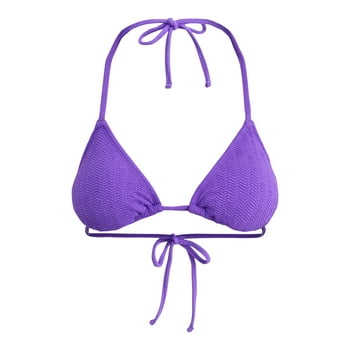No Boundaries Herringbone Crinkle Triangle Bikini Top, Women's