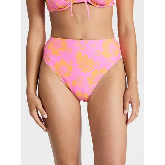 No Boundaries Hibiscus Printed Bikini Bottoms, Women’s