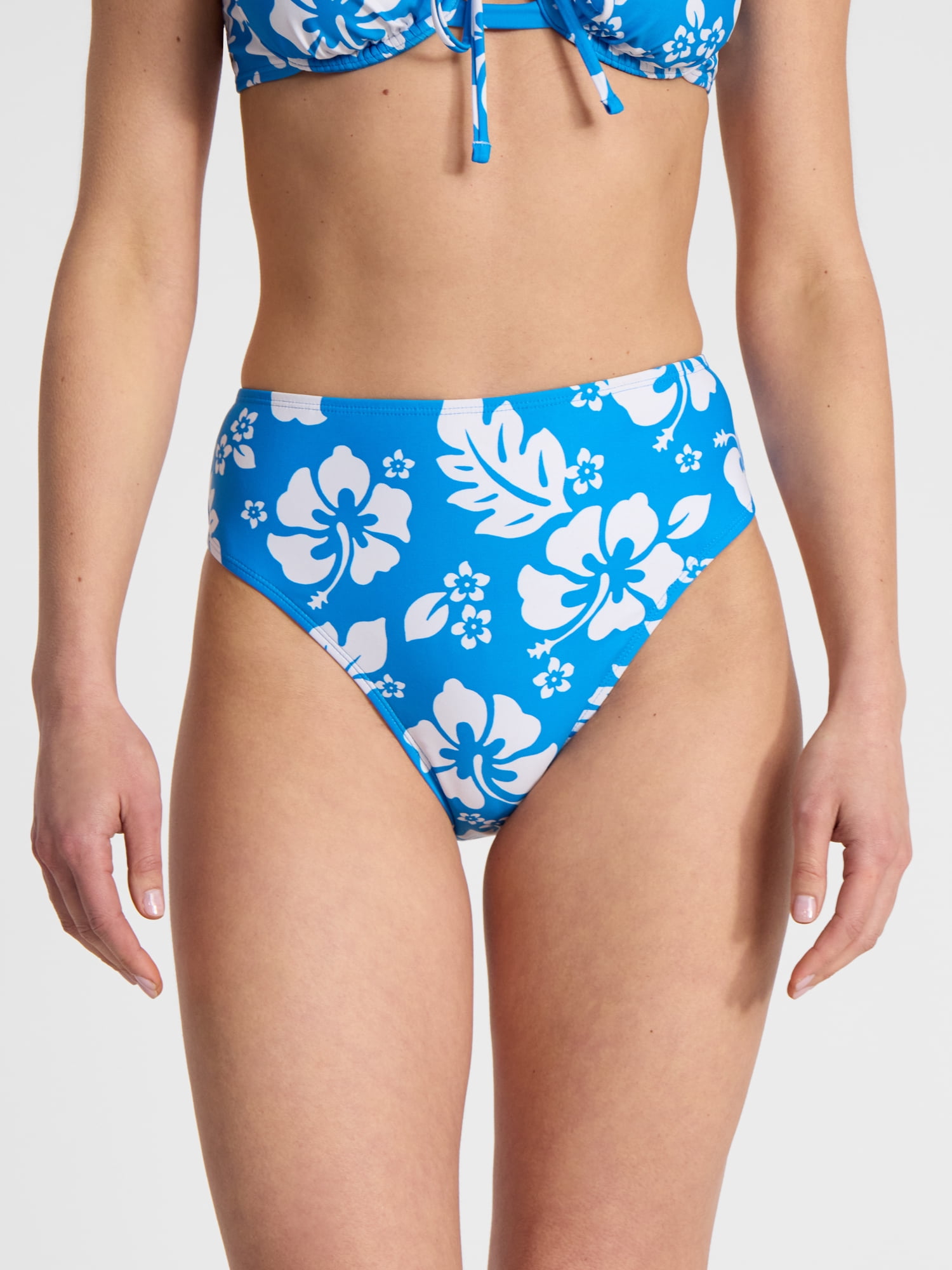No Boundaries Hibiscus Printed Bikini Bottoms, Women’s