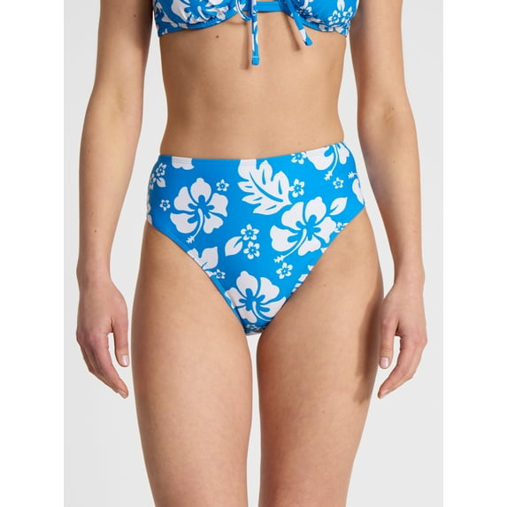 No Boundaries Hibiscus Printed Bikini Bottoms, Women’s