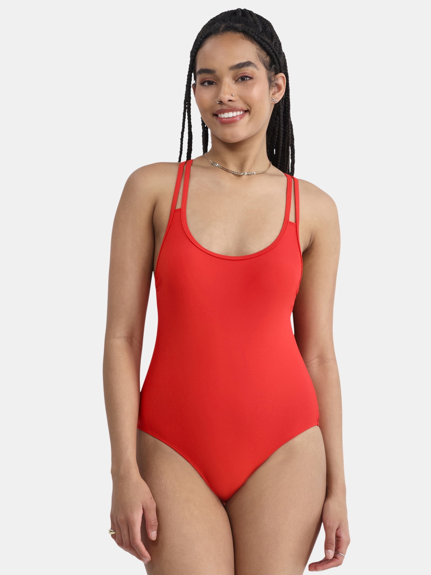 No Boundaries Women's High Leg One Piece Swimsuit, Sizes XXS-XXL