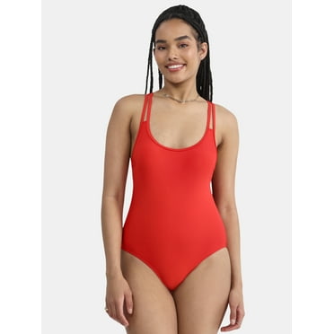 No Boundaries Women's High Leg One Piece Swimsuit, Sizes XXS-XXL
