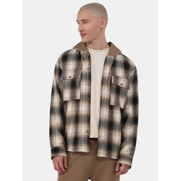 No Boundaries High Pile Fleece Shirt with Hood, Men's and Big Men's, Sizes XS-5XL