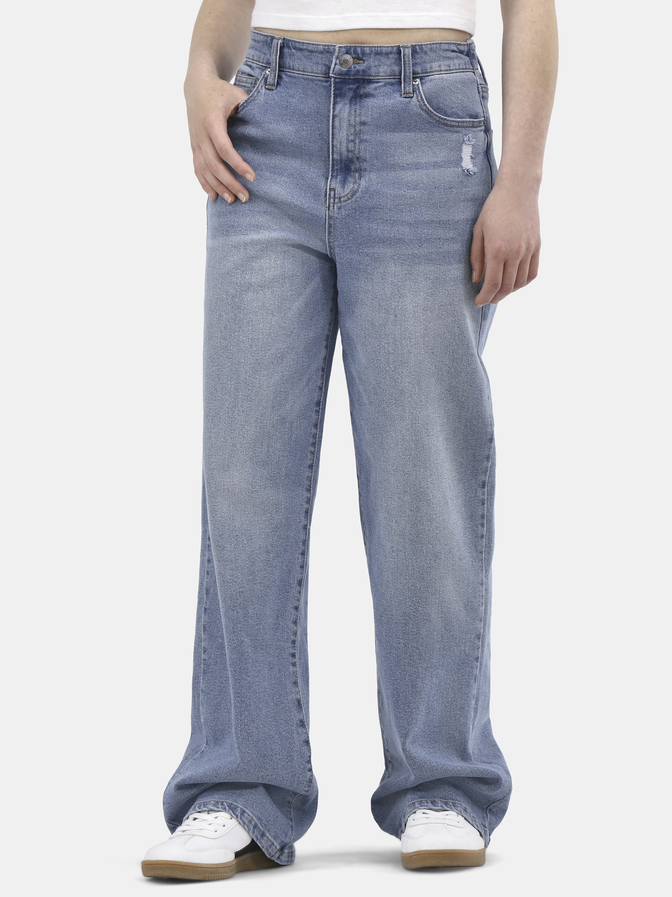 【Anyone more】Move Washing Maxi Wide Denim Pants No-Boundaries-High-Rise-Baggy-