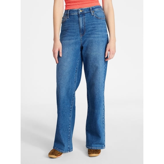 No Boundaries High Rise Baggy Wide Leg Jeans, 30" Inseam, Women's and Women's Plus Sizes XXS-4X