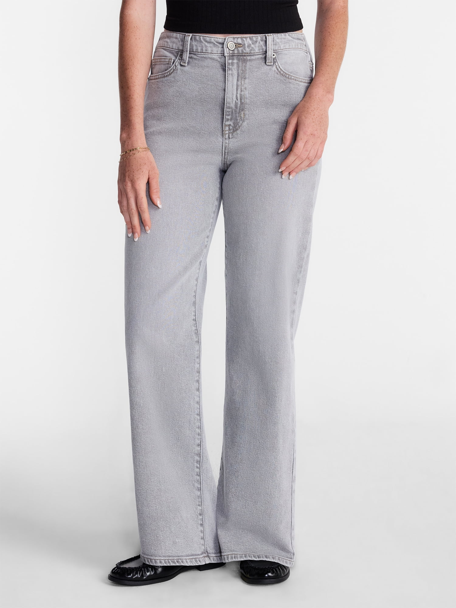 No Boundaries High Rise Baggy Wide Leg Jeans, 32'' Inseam, Women's and Women's Plus, Sizes XXS-4X