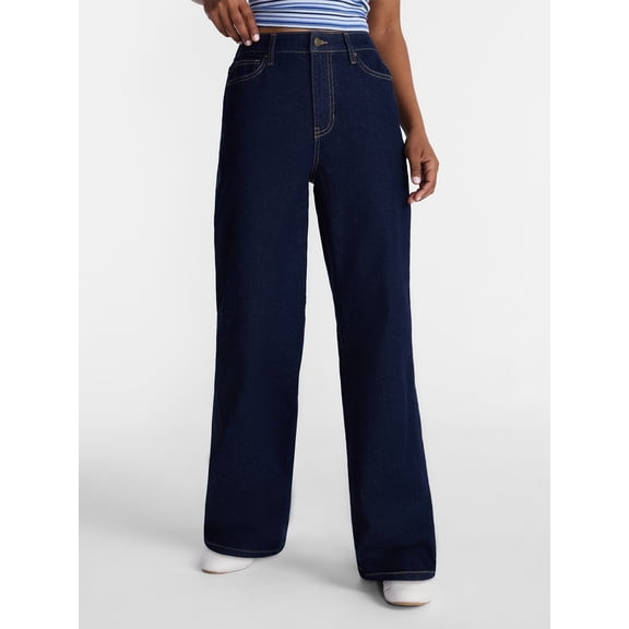 No Boundaries High Rise Baggy Wide Leg Jeans, 30'', 32", 34" Inseams, Women's and Women's Plus, Sizes XXS-4X