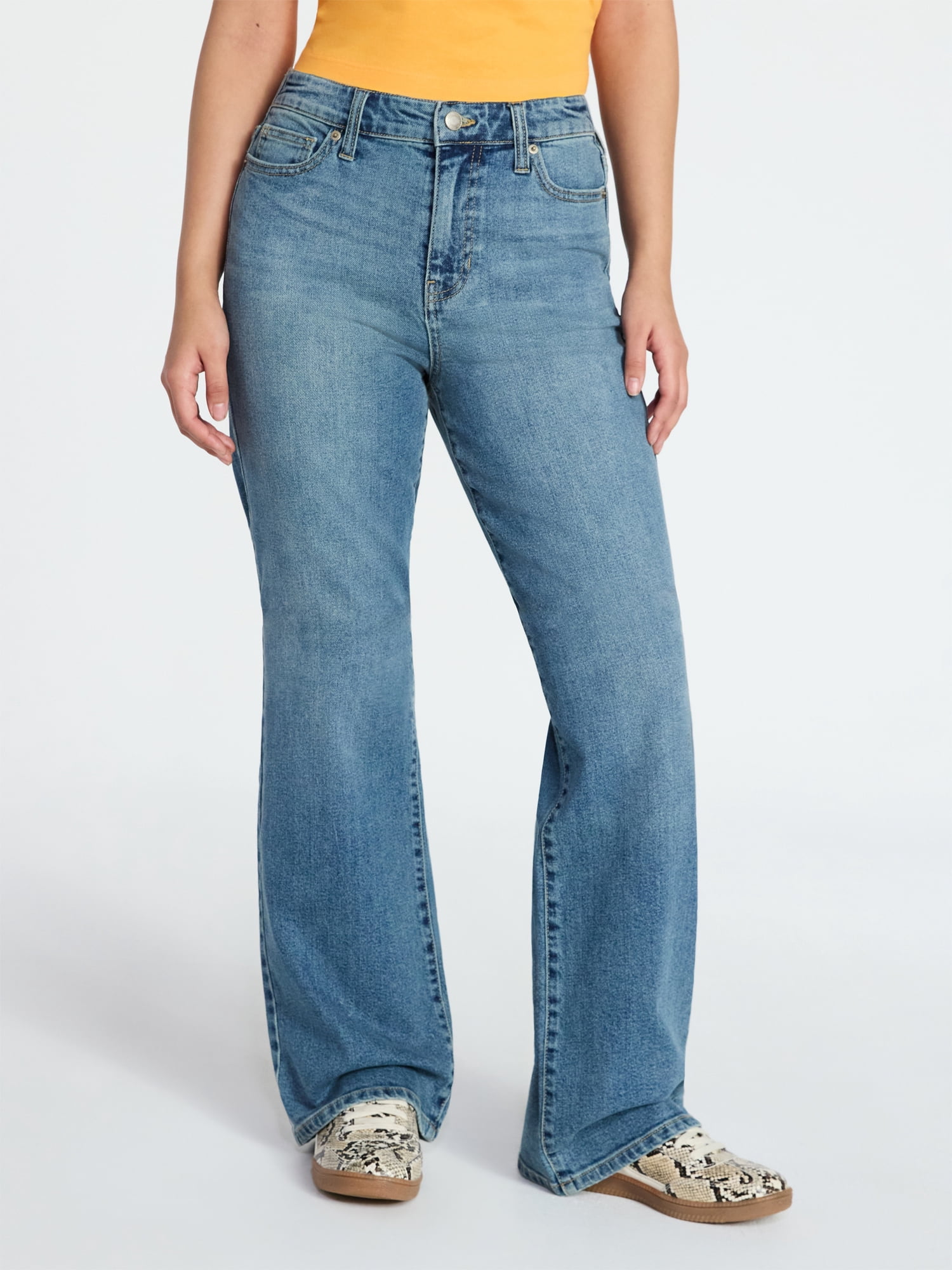 No Boundaries High Rise Baggy Wide Leg Jeans, 32" Inseam, Women's and Women's Plus Sizes XXS-4X