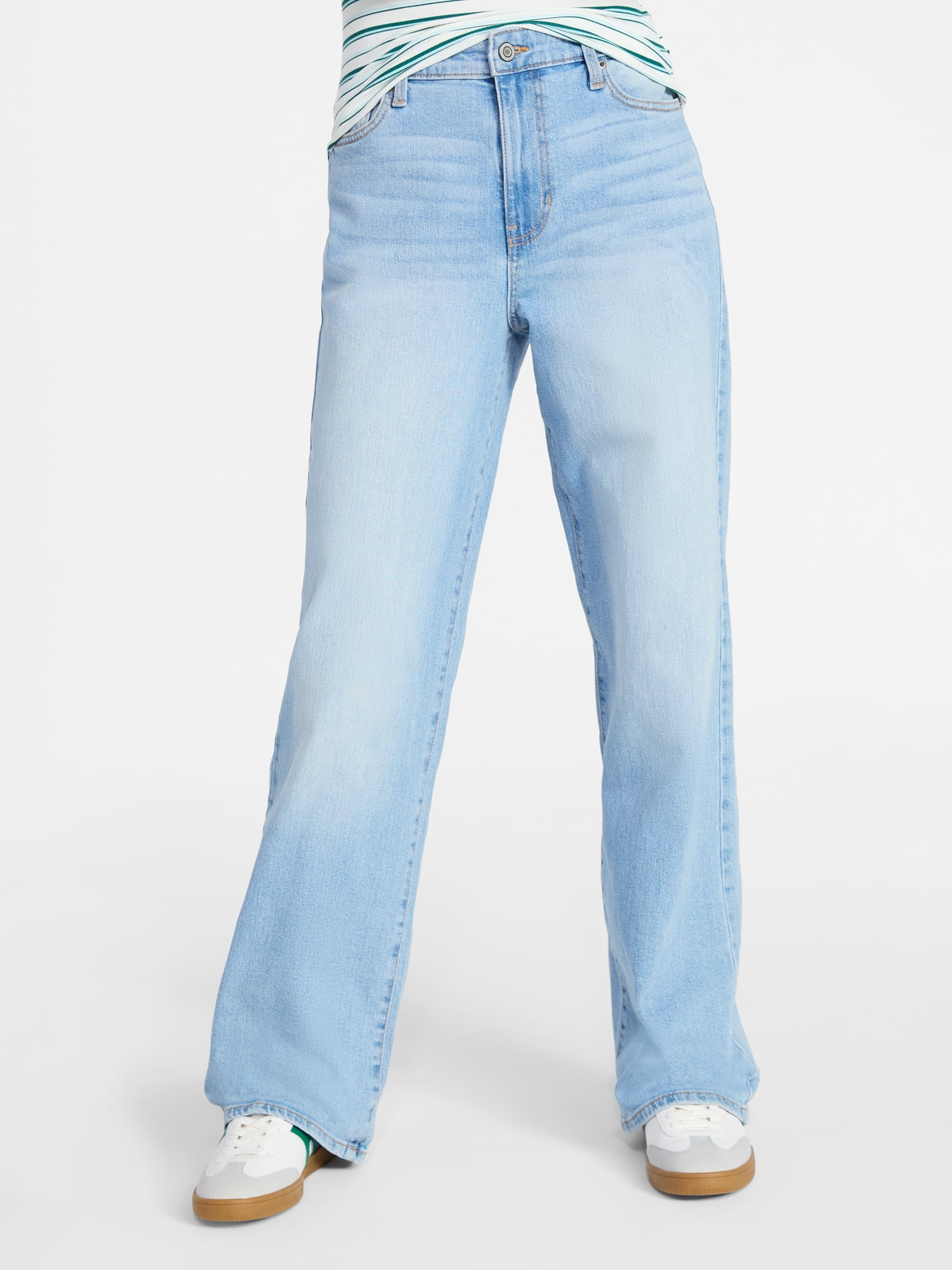No Boundaries High Rise Baggy Wide Leg Jeans, 34" Inseam, Women'ss XXS-4X