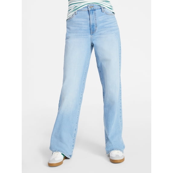 No Boundaries High Rise Baggy Wide Leg Jeans, 34" Inseam, Women's and Women's Plus Sizes XXS-4X