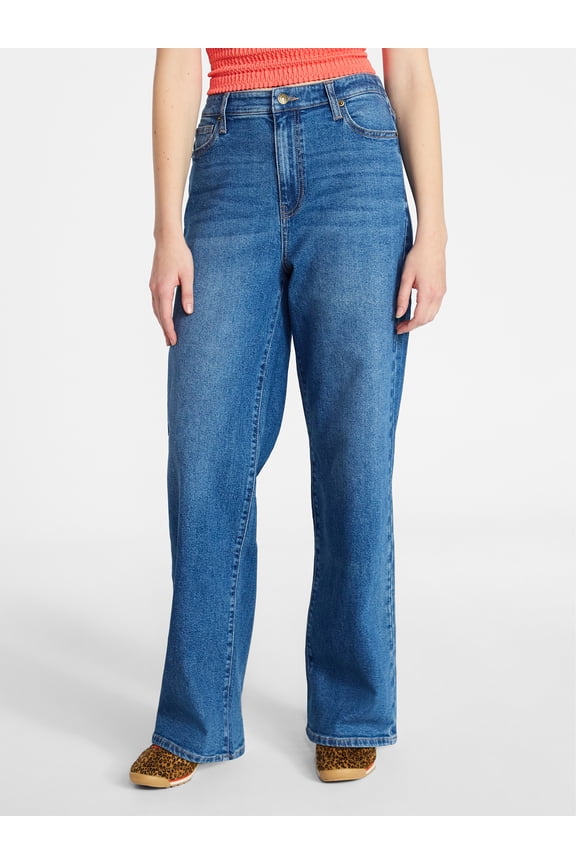 High Rise Baggy Wide Leg Jeans, 34" Inseam, Women's and Women's Plus Sizes XXS-4X