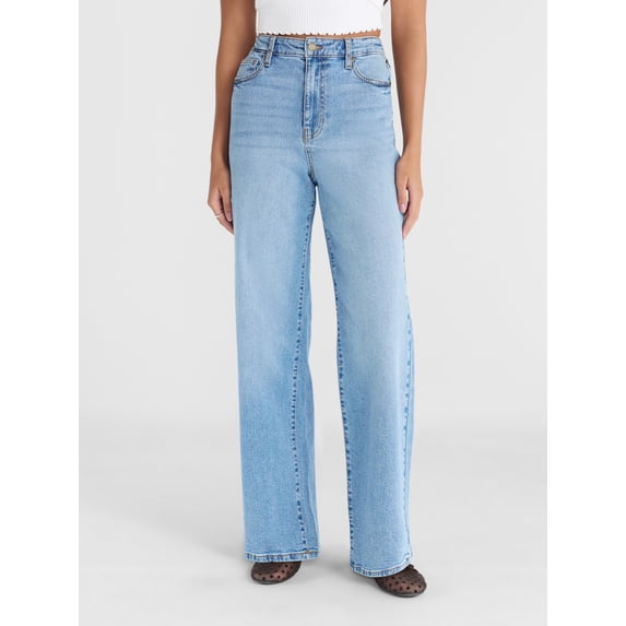 No Boundaries High Rise Baggy Wide Leg Jeans, 30'', 32", 34" Inseams, Women's and Women's Plus, Sizes XXS-4X