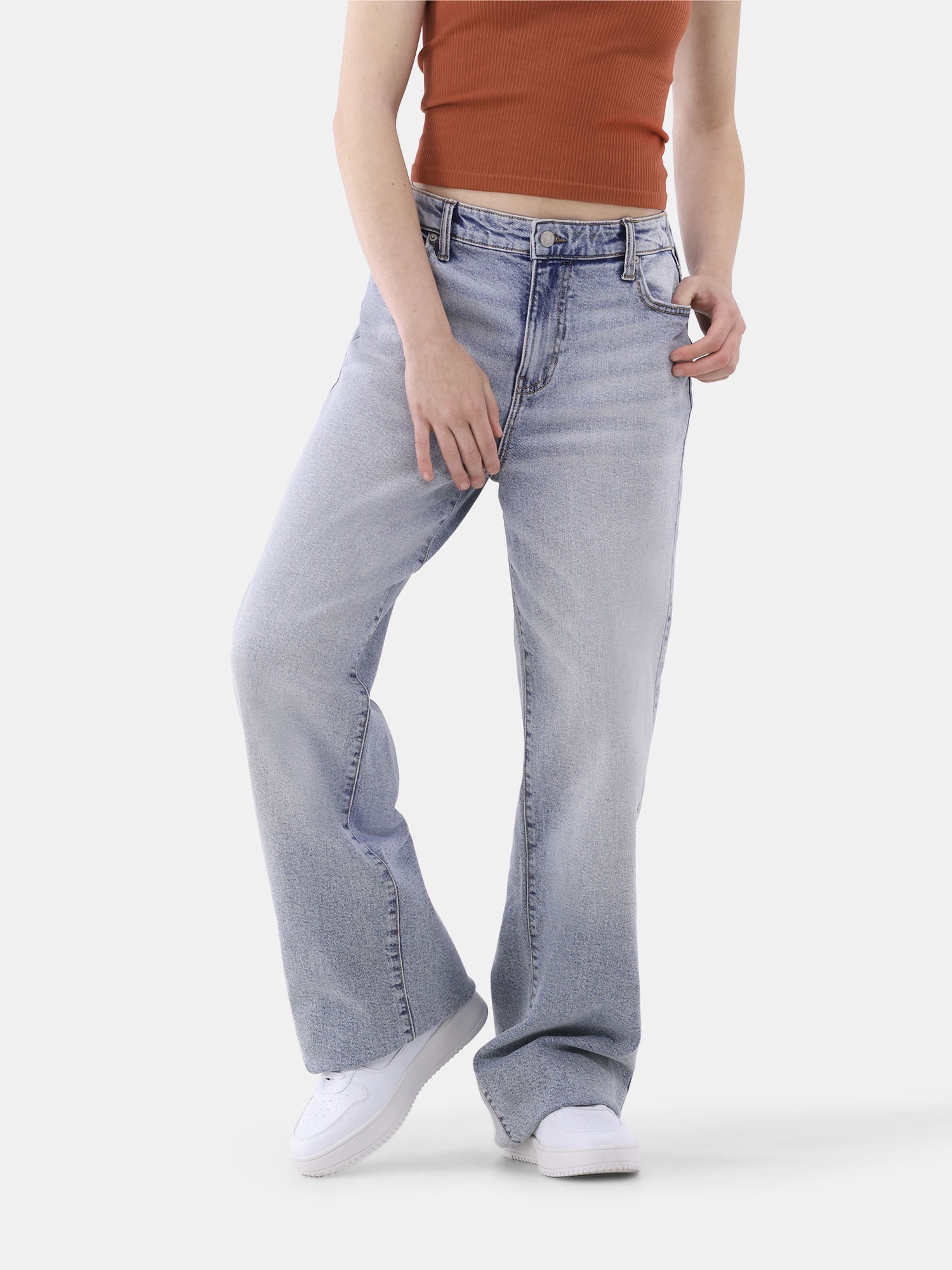 No Boundaries High Rise Baggy Wide Leg Jeans, 30'' Inseam No Boundaries High Rise Baggy Wide Leg Jeans, 30'' Inseam