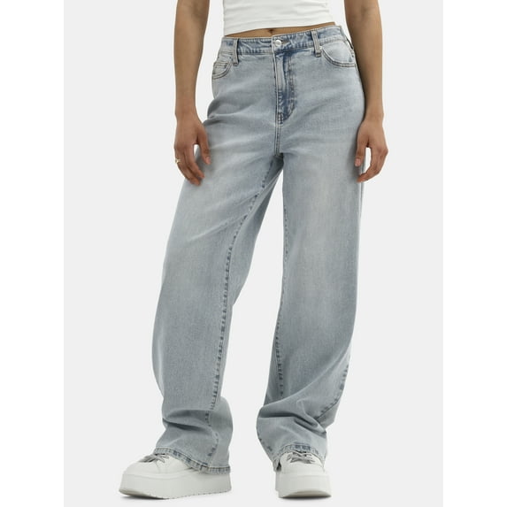 No Boundaries High Rise Baggy Wide Leg Jeans, 32" Inseam, Women's and Women's Plus XXS-4X