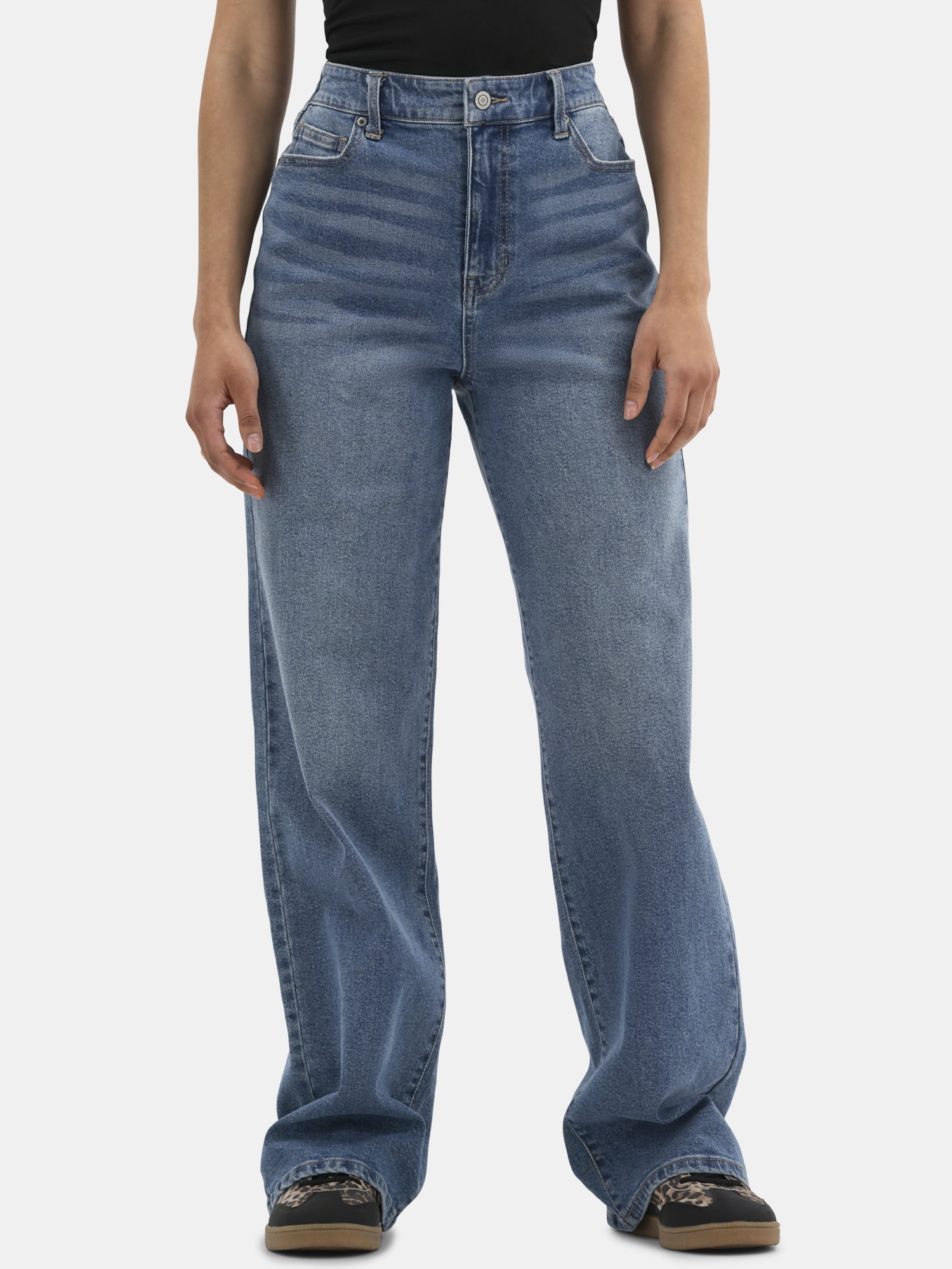 No Boundaries High Rise Baggy Jeans with Wide Leg, 32 No Boundaries High Rise Baggy Jeans with Wide Leg, 32