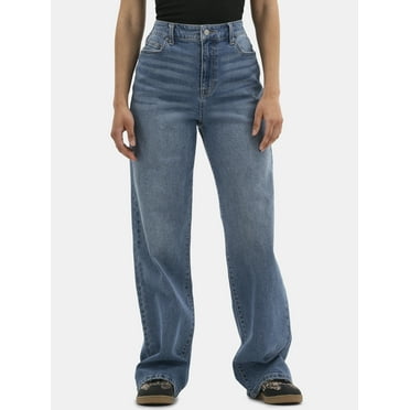 No Boundaries High Rise Baggy Wide Leg Jeans, 32'' Inseam, Women’s and Women's Plus