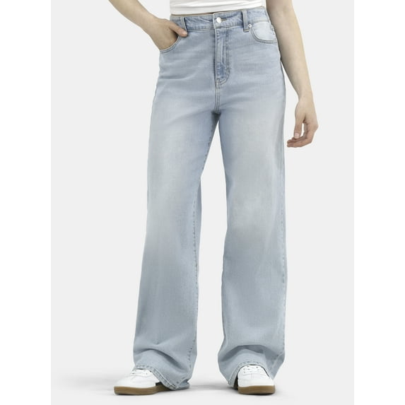 No Boundaries High Rise Baggy Wide Leg Jeans, 32" Inseam, Women's and Women's Plus XXS-4X