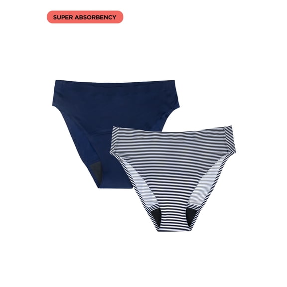 No Boundaries High-Rise Cheeky Super Absorbency Period Underwear, XS - XXL, 2 Pack