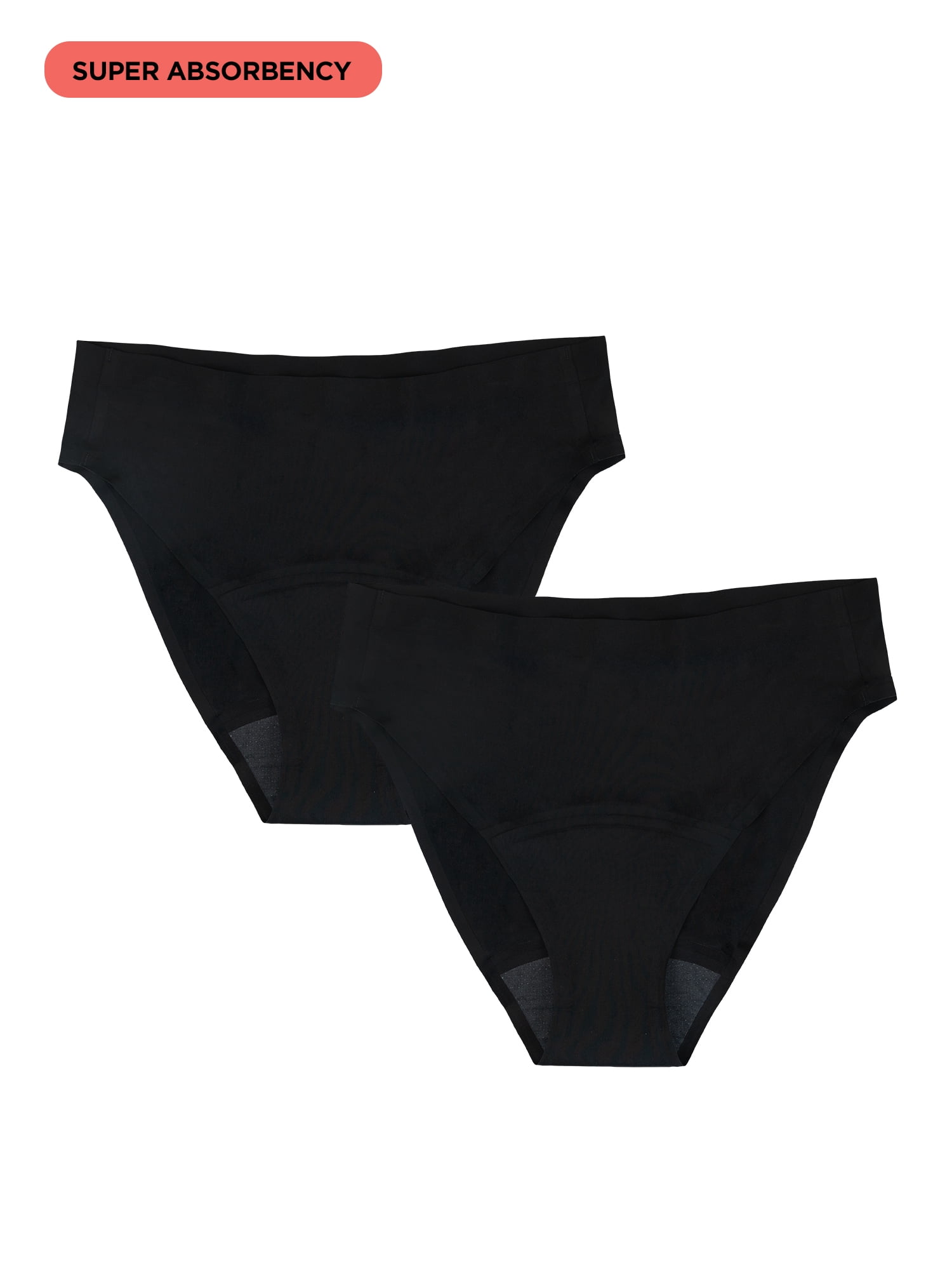 No Boundaries High-Rise Cheeky Super Absorbency Period Underwear, XS - XXL, 2 Pack