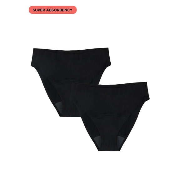 No Boundaries High-Rise Cheeky Super Absorbency Period Underwear, XS - XXL, 2 Pack