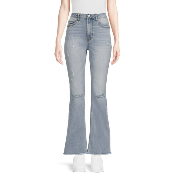 No Boundaries High Rise Destructed Flare Jeans (Women's)