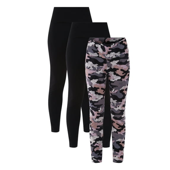 No Boundaries High Rise Leggings, 27” Inseam, 3 Pack, Women’s