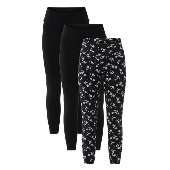 No Boundaries High Rise Leggings, 27” Inseam, 3 Pack, Women’s