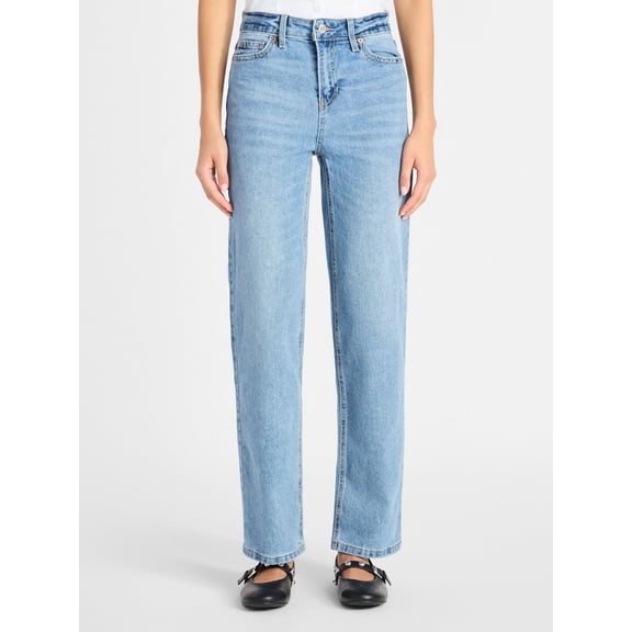 No Boundaries Women's Plus High-Rise Straight Leg Jeans, 30” and 32" Inseam, Sizes 00-24W