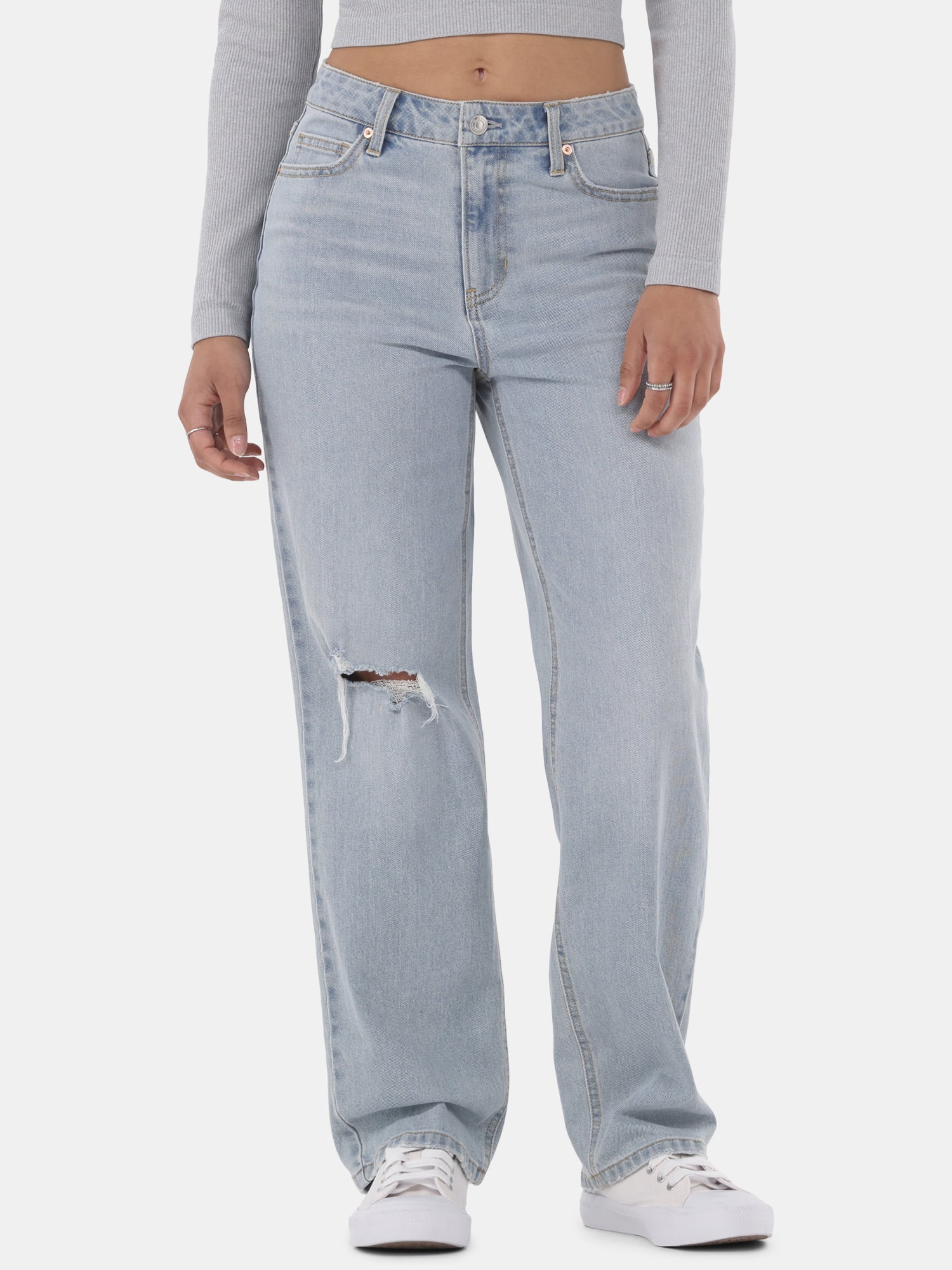 No Boundaries Women's High-Rise Straight Leg Jeans, 30” and 32" Inseam, Sizes 00-24W