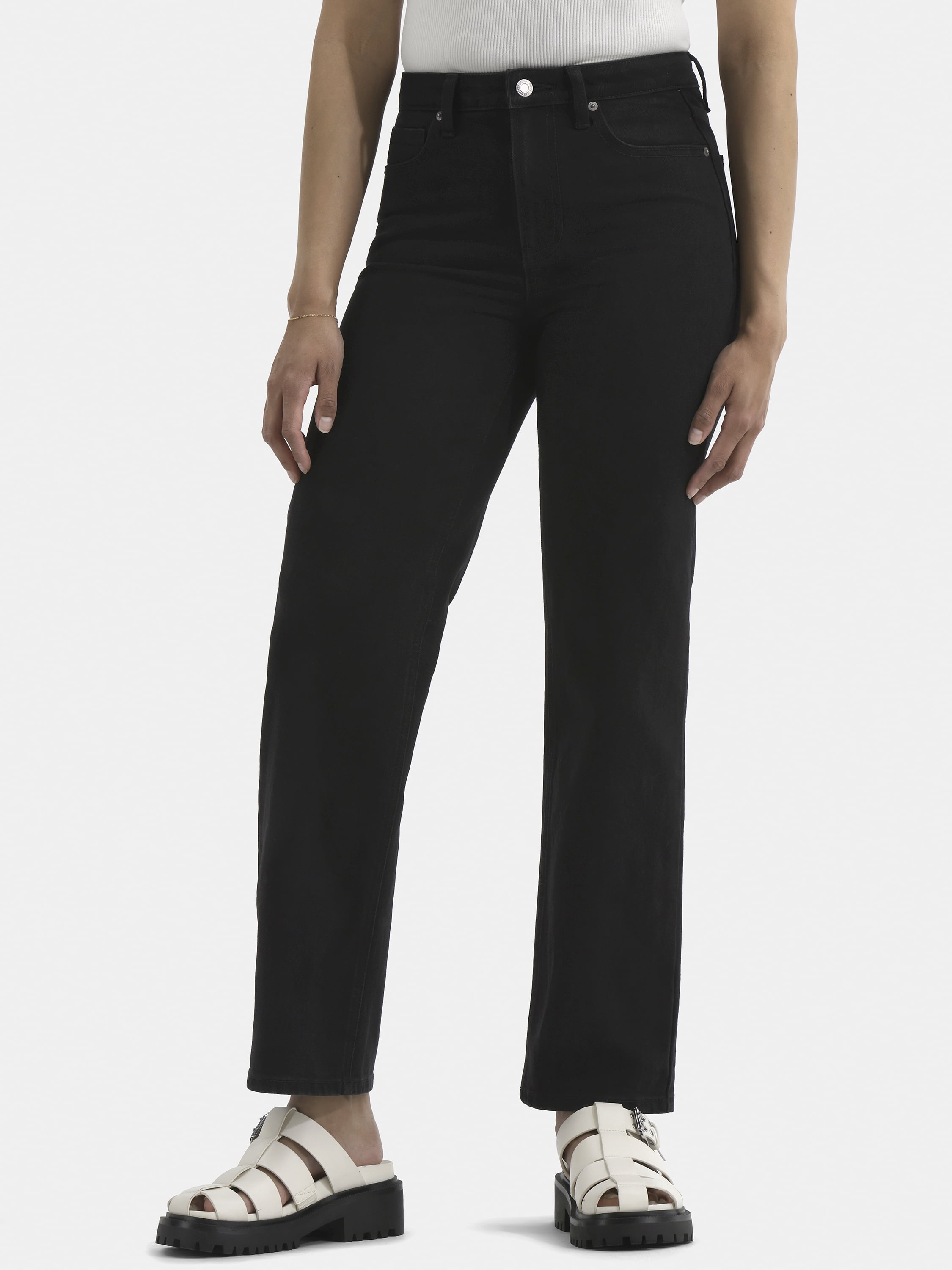 No Boundaries Women's Plus High-Rise Straight Leg Jeans, 30” and 32" Inseam, Sizes 00-24W