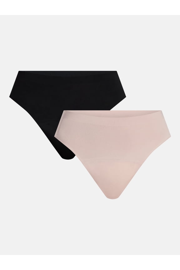 High-Rise Thong Light Absorbency Period Underwear, 2-Pack, Women’s Sizes XS-XXL