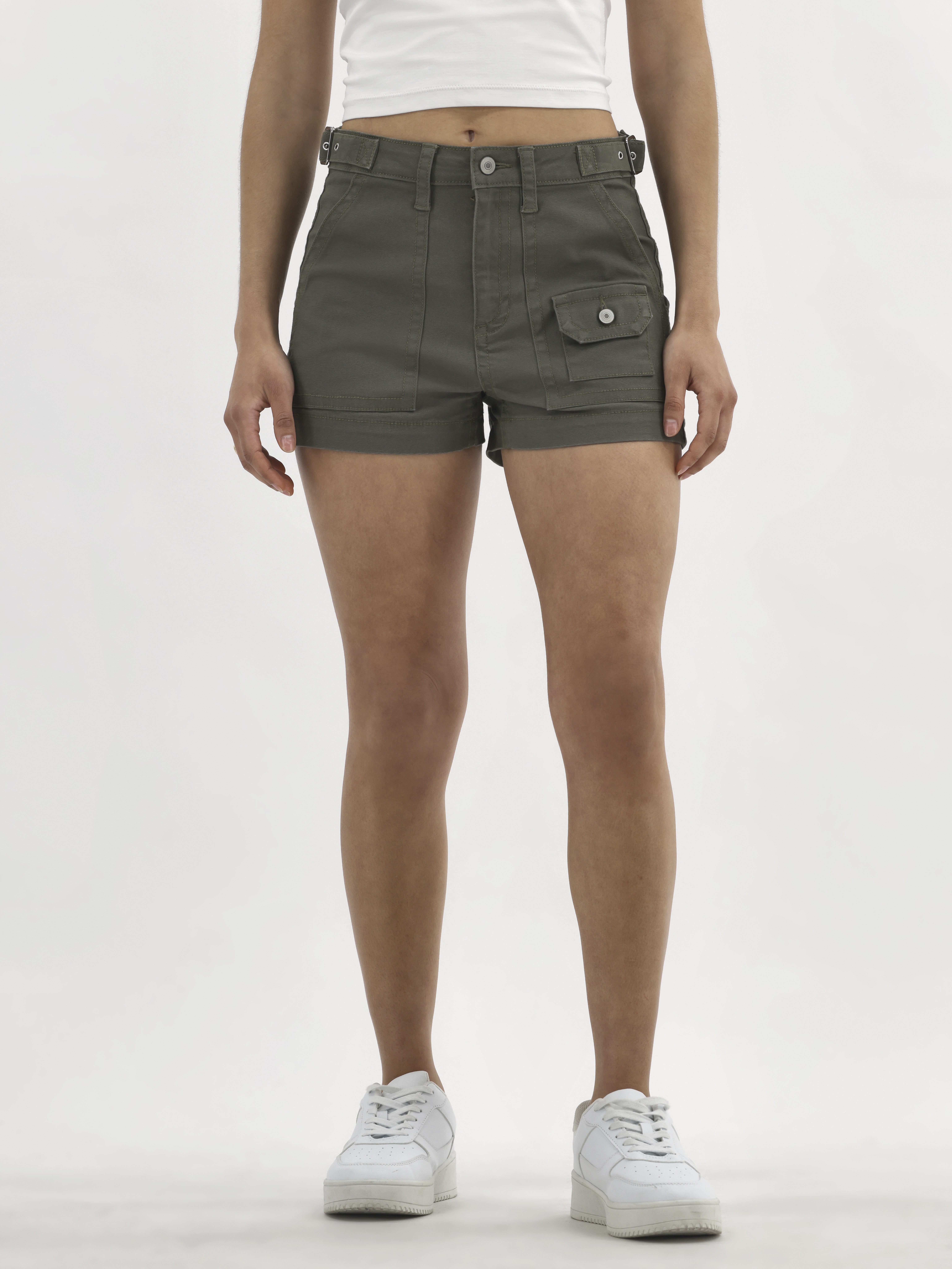 No Boundaries High Rise Utility Shorts, Inseam 2.75", Women's
