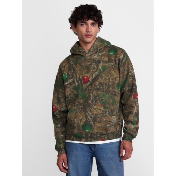 No Boundaries Holiday Boxy Fit Oversized Fleece Hoodie, Men's Sizes XS-4XLT