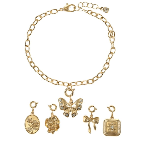 No Boundaries Women's Goldtone Bracelet & Charms Set