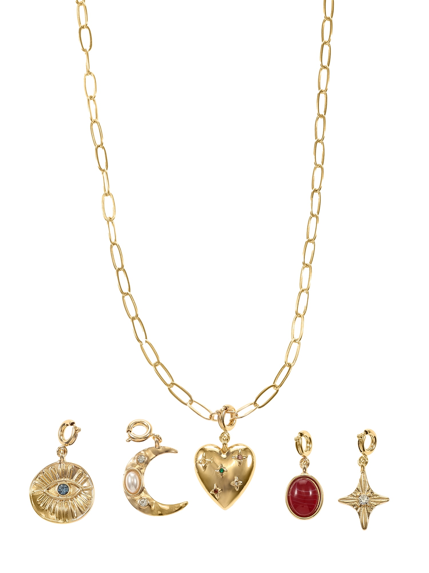 NO BOUNDARIES Holiday Gifting Goldtone Necklace & Charm Set