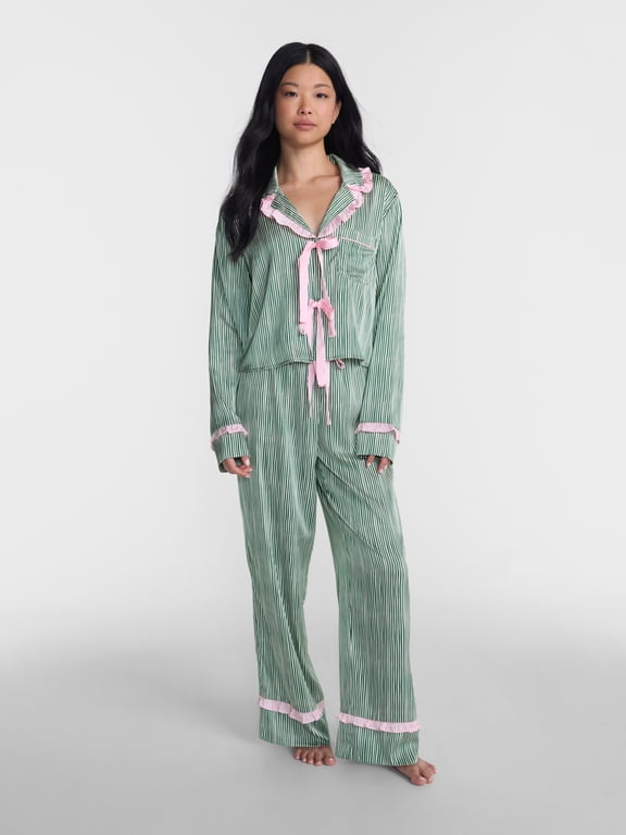 Holiday Satin Top and Pants Sleepwear Set, 2 Piece, Women's XS-XXL