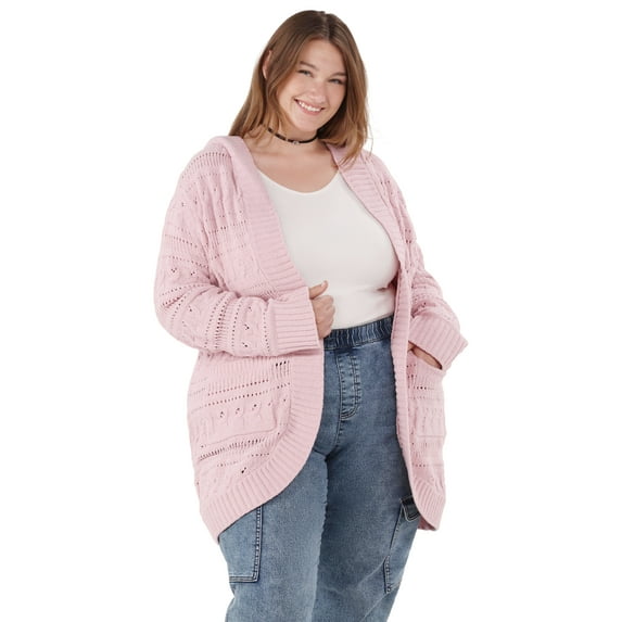 No Boundaries Hooded Cocoon Cardigan, Midweight, Women's & Women's Plus