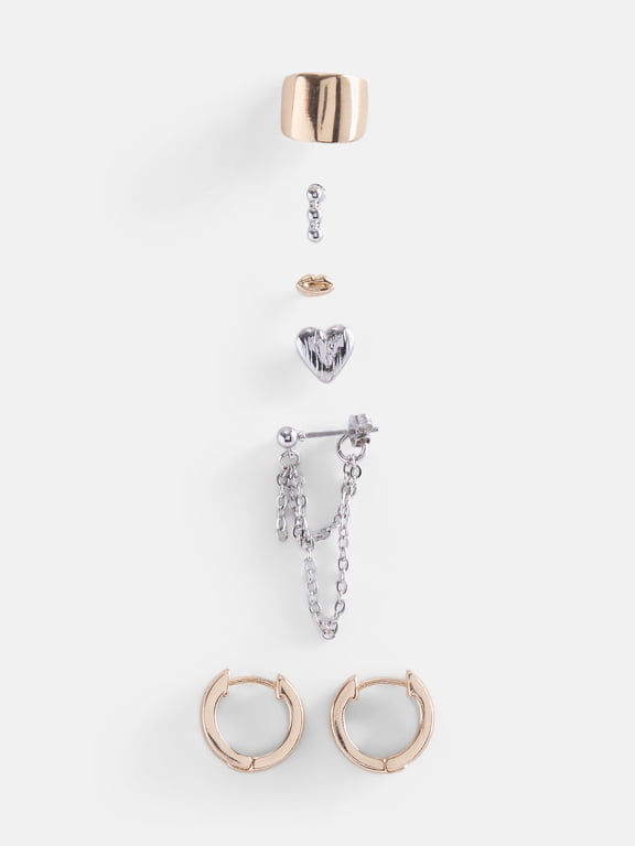 Hoop Earrings and Cuff Set, 7-Piece, Women's