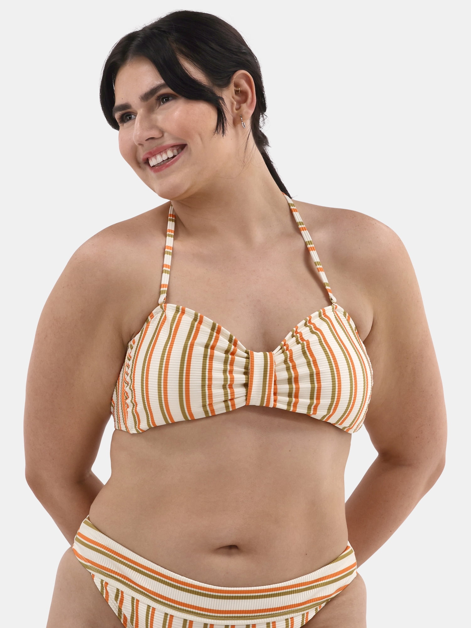 No Boundaries Women's Cinched Bandeau Bikini Top, Adjustable